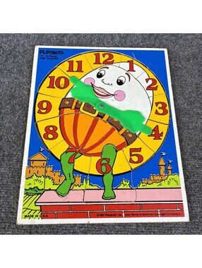 Playskool Wood Frame Tray Puzzle 178-16 Time Teacher Clock 1981 Made in USA